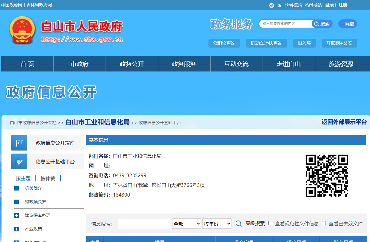 白山市工业和信息化局